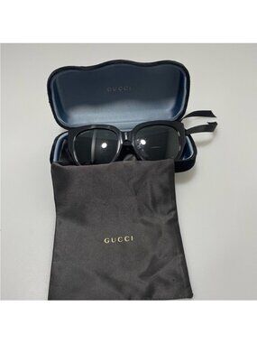 Gucci GG0142SAN 55MM Sunglasses Black